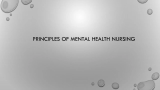 Principles of Mental Health Nursing Overview