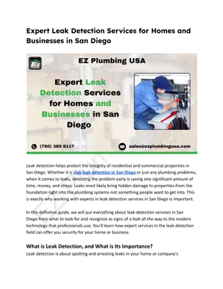 Expert Leak Detection Services for Homes and Businesses in San Diego
