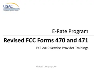 Revised FCC Forms 470 and 471 for FY2011 Service Provider Trainings