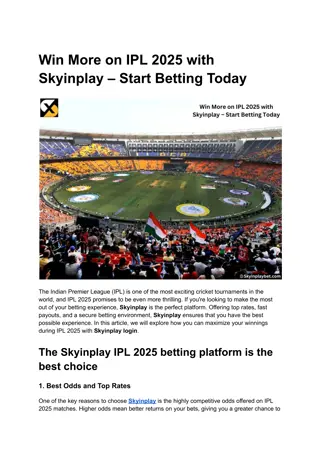 Win More on IPL 2025 with Skyinplay – Start Betting Today