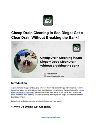 Cheap Drain Cleaning in San Diego – Get a Clear Drain Without Breaking the Bank