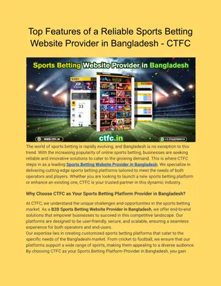 Top Features of a Reliable Sports Betting Website Provider in Bangladesh - CTFC