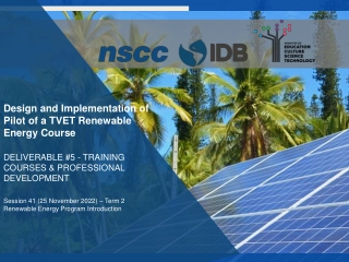 Design and Implementation of  Pilot of a TVET Renewable  Energy Course