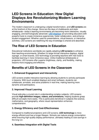LED screens in education