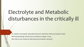 Electrolyte and Metabolic Disturbances in the Critically Ill