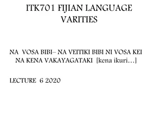 Fijian Language Varieties and Cultural Practices