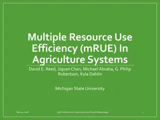 Resource Use Efficiency in Agriculture Systems