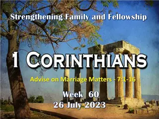 Strengthening Family and Fellowship: Advising on Marriage Matters
