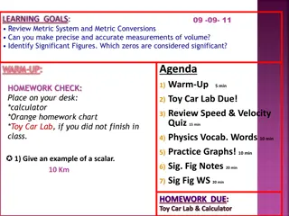 Physics Classroom Agenda: Scalar Example, Significant Figures, SI Units