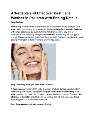 Affordable and Effective Best Face Washes in Pakistan with Pricing Details