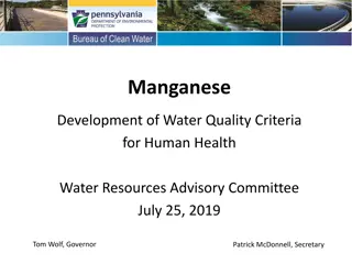 Development of Water Quality Criteria for Human Health Protection