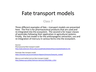 Fate Transport Models for Pharmaceuticals, Pesticides & Mercury