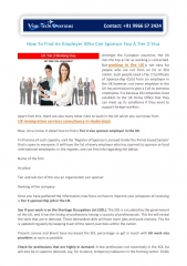 How To Find An Employer Who Can Sponsor You A Tier 2 Visa