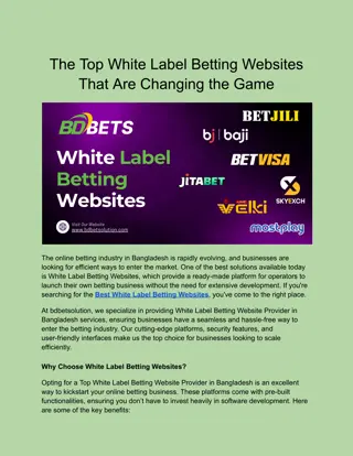 The Top White Label Betting Websites That Are Changing the Game