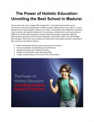 The Power of Holistic Education: Unveiling the Best School in Madurai
