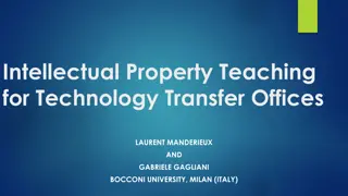 Intellectual Property Teaching for Technology Transfer Offices