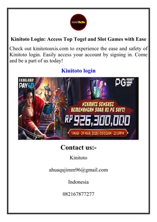 Kinitoto Login Access Top Togel and Slot Games with Ease
