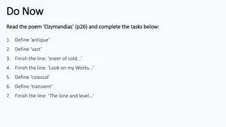 Analyzing Poems: Ozymandias, London, The Prelude, My Last Duchess, Charge of the Light Brigade, Exposure