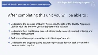 Quality Assurance and Inventory Management in HIV Rapid POC Training