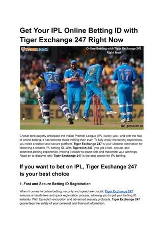 Get Your IPL Online Betting ID with Tiger Exchange 247 Right Now