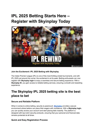 IPL 2025 Betting Starts Here – Register with Skyinplay Today