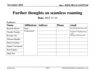 Recap: Architecture for Seamless Roaming in UHR SG - November 2023
