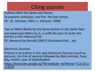 Methods for Citing Sources & Numerical Systems