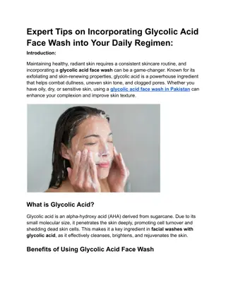 Expert Tips on Incorporating Glycolic Acid Face Wash into Your Daily Regimen