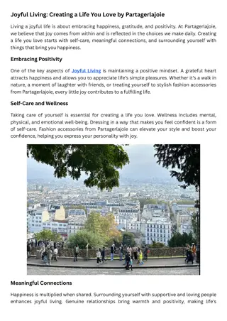 Joyful Living Creating a Life You Love by Partagerlajoie