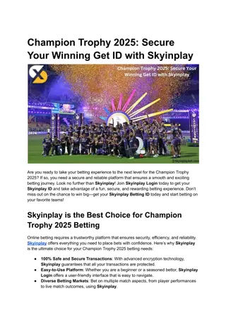 Champion Trophy 2025 Secure Your Winning Get ID with Skyinplay