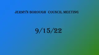 Jermyn Borough Council Meeting 9/15/22 Agenda