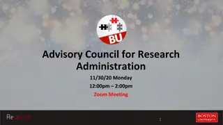 Advisory Council for Research Administration - Meeting Agenda and Job Opportunities