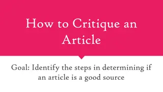 Steps to Critique an Article: Determine if It's Reliable