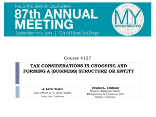 Tax Considerations in Choosing Business Entities
