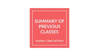 Recap of Classes with Teacher Cindy Del Pozo