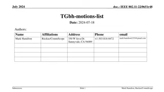 IEEE 802.11-22 TGbh Motions Summary