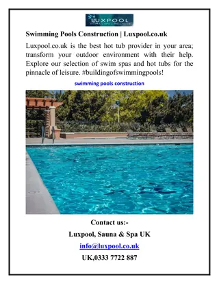 Swimming Pools Construction  Luxpool.co.uk