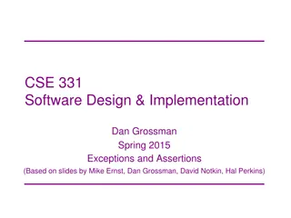 Software Design & Implementation: Dealing with Errors and Failures