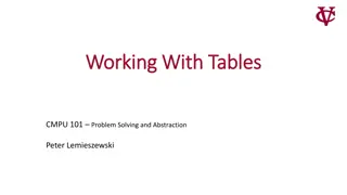 Working With Tables - Problem Solving and Abstraction