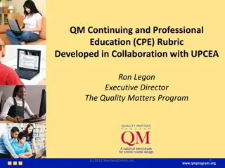 Development of CPE Rubric in Collaboration with UPCEA