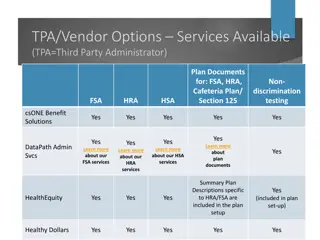 TPA/Vendor Options Services Available - Plan Documents and Choices