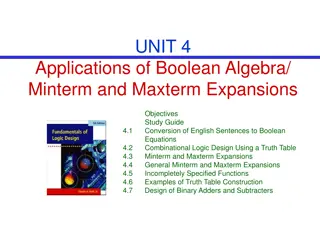 Applications of Boolean Algebra: Minterm and Maxterm Expansions