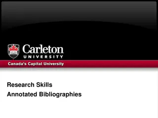 Research Skills and Annotated Bibliographies Overview