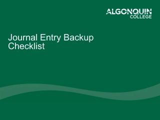 Journal Entry Backup Checklist