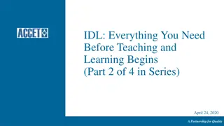 Partnership for Quality - ACCET Requirements for IDL Programs