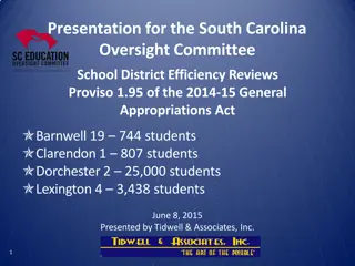 Efficiency Reviews for SC School Districts - Recommendations & Savings