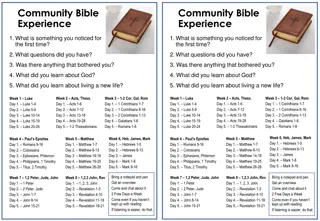 Community Bible Experience Overview