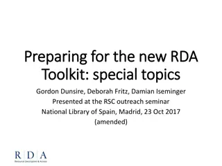 New RDA Toolkit: Special Topics Overview