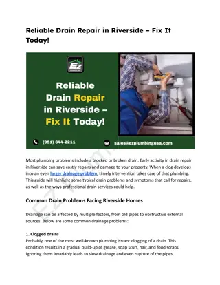 Reliable Drain Repair in Riverside – Fix It Today