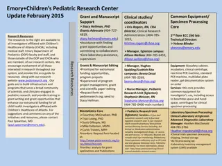 Pediatric Research Center: February 2015 Update on Equipment & Grant Support